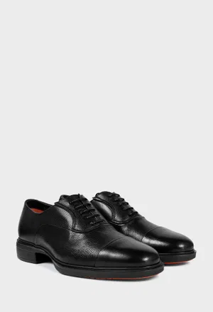 Мужские черные кожаные оксфорды Santoni 18957 226/0A2 Цена