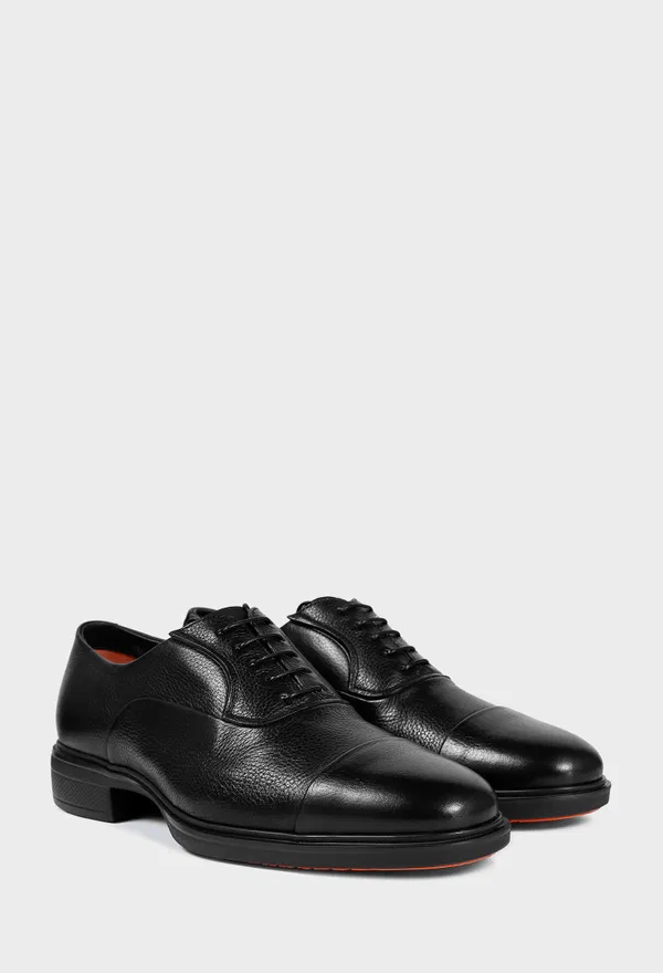 Мужские черные кожаные оксфорды Santoni 18957 226/0A2 Цена