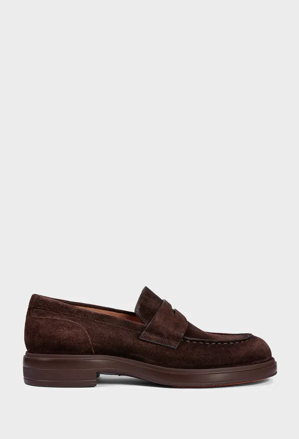 Женские темно-коричневые замшевые лоферы Santoni 72448 226/0DW Купить