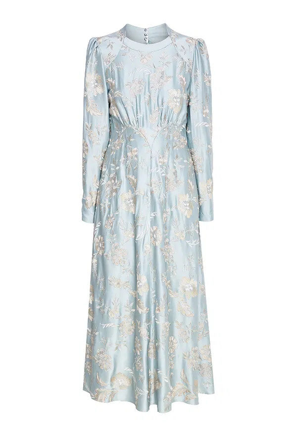 Платье Erdem 31477 AW20_21436BLES BRINTON DRESS EMBROIDERE BLUE / CREAM 220 Купить