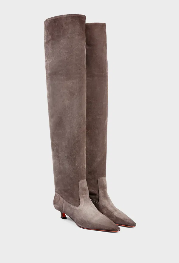 Бежеві замшеві ботфорти Santoni 72408 226/0D6 Ціна
