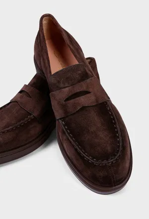 Жіночі темно-коричневі замшеві лофери Santoni 72448 226/0DW в Україні