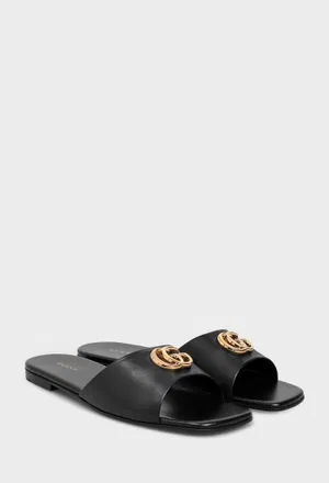 Кожаные шлепанцы  NAPPA CHARLOTTE NERO Gucci 870700 226/0A2 Цена