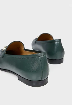 Жіночі шкіряні лофери темно-зеленого кольору JORDAAN Gucci 786016 126/0AH оригінал