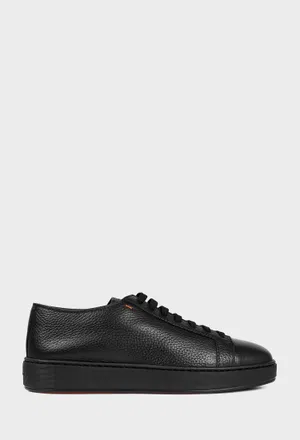 Мужские черные кожаные кеды Santoni 21571 226/0A2 Купить