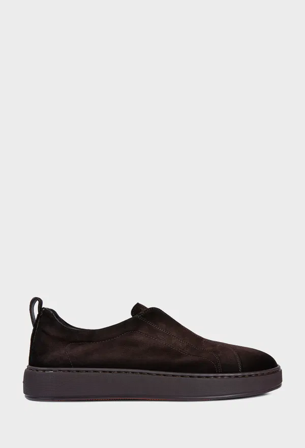Мужские темно-коричневые замшевые кеды Santoni 22211 226/0DW Купить