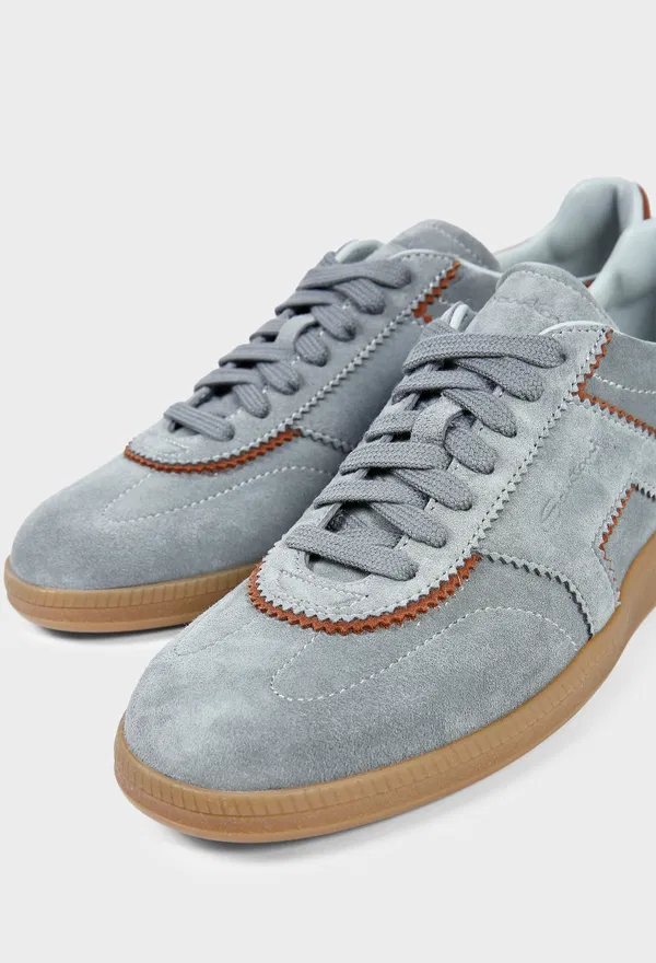 Женские серые замшевые кроссовки Santoni 61463 226/0D7 в Украине