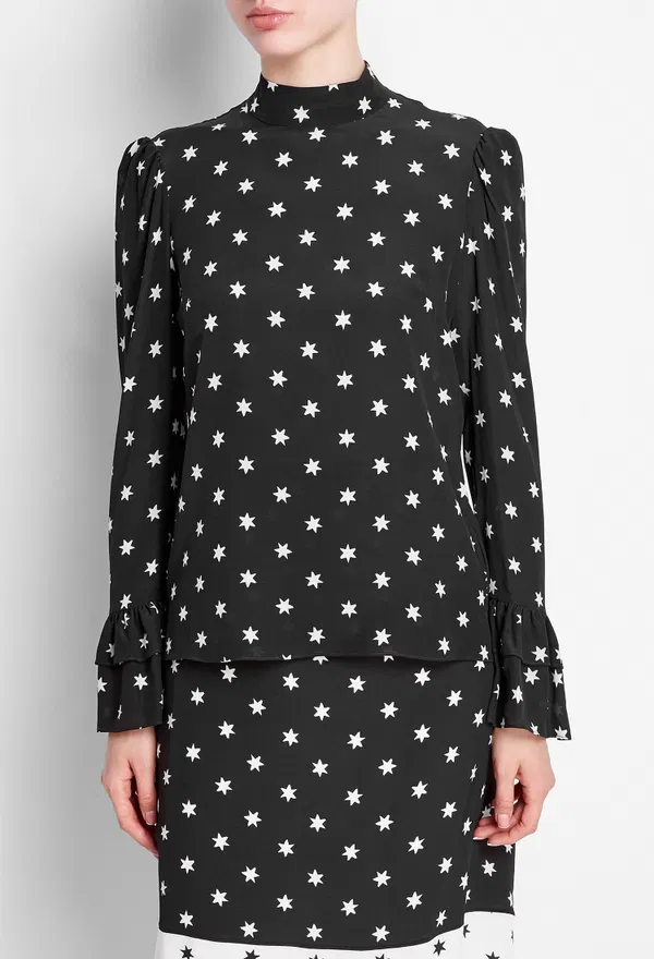 Шелковая блуза Erdem 31468 AW20_5960BSBC MARVINE TOP BABA STAR BLA BLACK / ECRU 220 оригинал