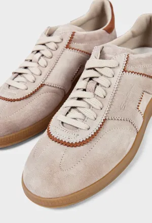 Женские бежевые замшевые кроссовки Santoni 61463 226/0D6 в Украине