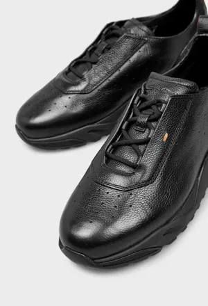 Мужские черные кожаные кроссовки Santoni 22073 226/0A2M в Украине