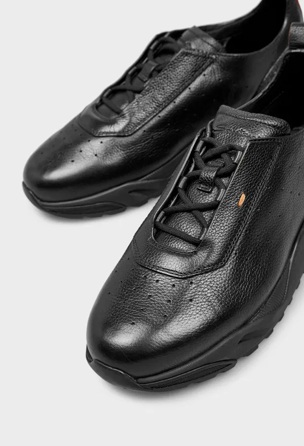 Мужские черные кожаные кроссовки Santoni 22073 226/0A2M в Украине