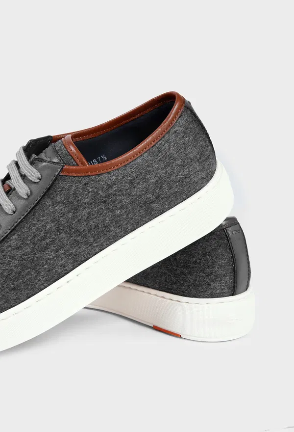 Мужские серые шерстяные кеды Santoni 22241 226/9H7 оригинал