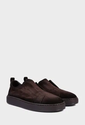 Мужские темно-коричневые замшевые кеды Santoni 22211 226/0DW Цена
