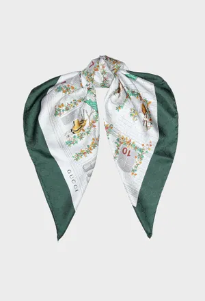 Женский шелковый платок темно-зеленого цвета Gucci 859529 126/9CH Купить