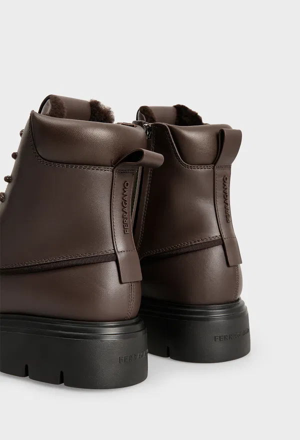 Шкіряні черевики з хутром CORALLO FERRAGAMO 029116 224/0A3M оригінал