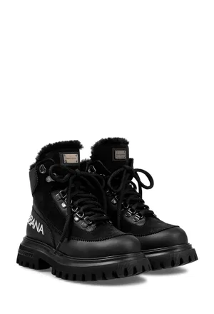 Шкіряні черевики з хутром Dolce & Gabbana DA5177 224/02M Купити