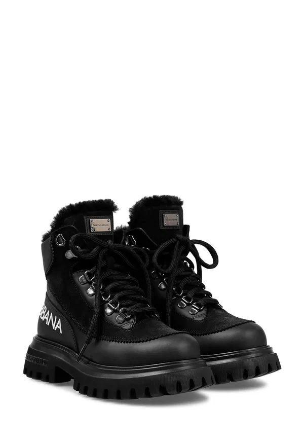 Шкіряні черевики з хутром Dolce & Gabbana DA5177 224/02M Купити