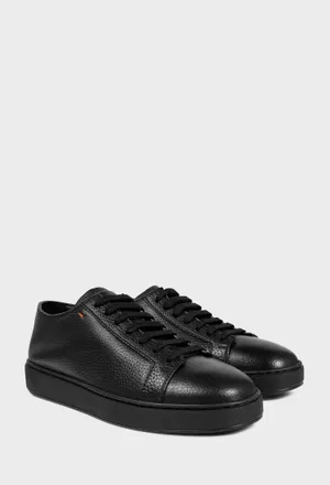 Мужские черные кожаные кеды Santoni 21571 226/0A2 Цена