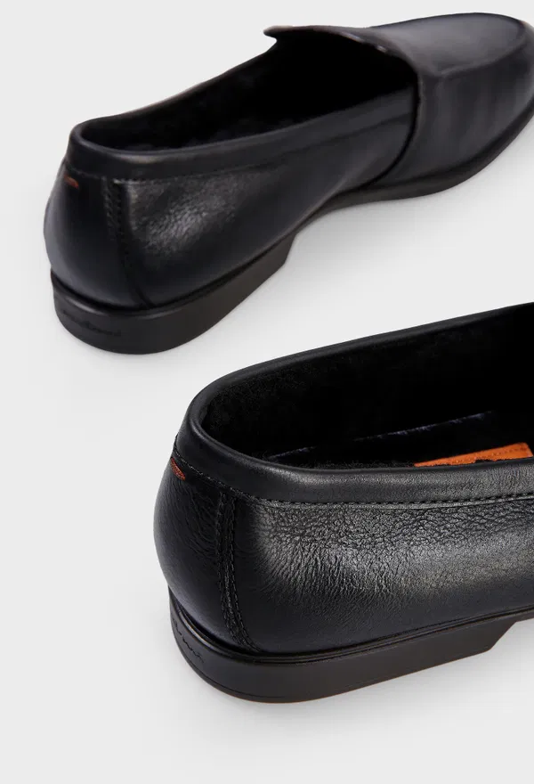 Шкіряні лофери з хутром Santoni 18829 225/0A2M оригінал
