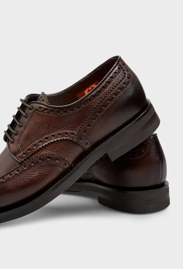 Мужские темно-коричневые кожаные дерби Santoni 15761 226/0AW оригинал