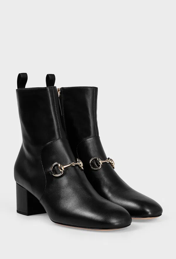 Кожаные ботильоны HORSEBIT Gucci 835808 225/0A2 Цена