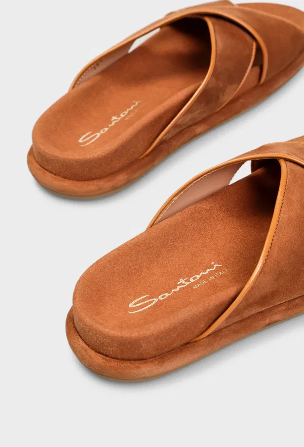 Замшевые слайдеры Santoni 72177 126/0DT оригинал