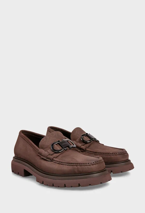 Лоферы из нубука GANCINI FERRAGAMO 028249 225/0E3 Цена