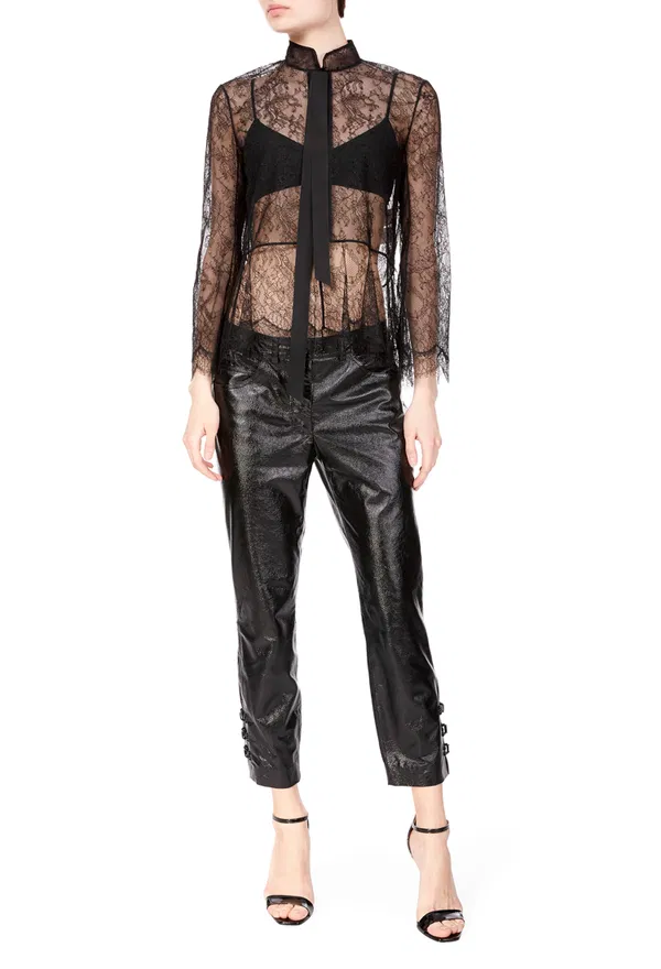 Кожаные брюки Olivier Theyskens P04P 119/0B2 Купить