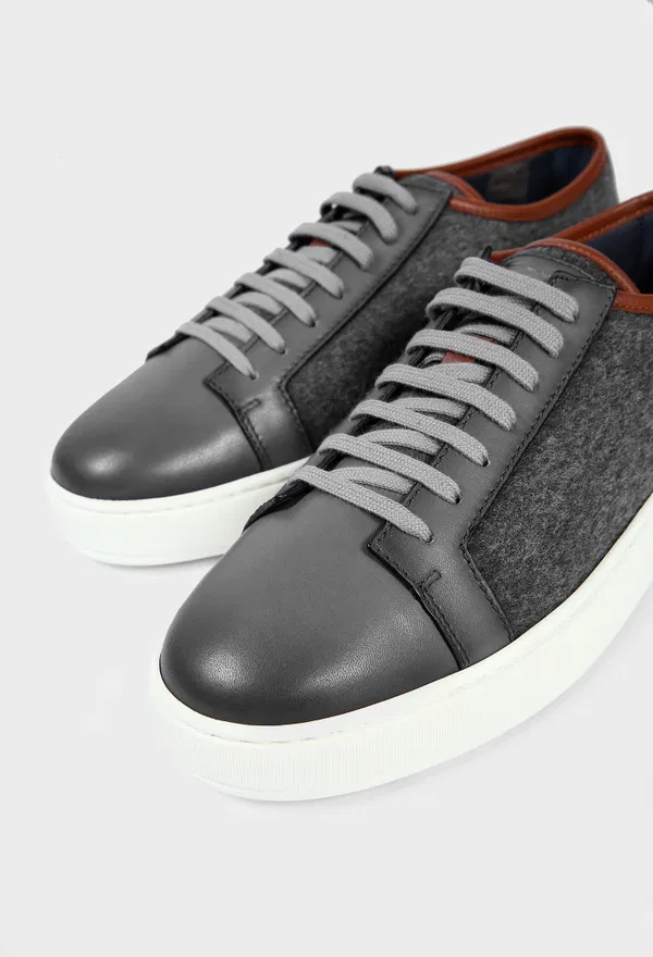 Мужские серые шерстяные кеды Santoni 22241 226/9H7 в Украине
