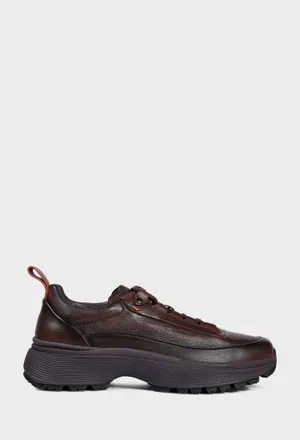 Мужские темно-коричневые кожаные кроссовки Santoni 22256 226/0AW Купить