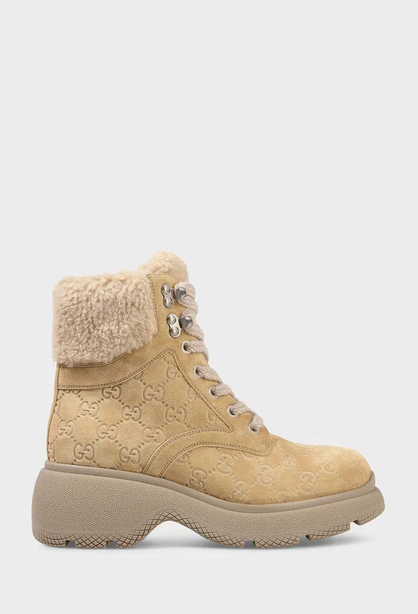 Замшевые ботинки с мехом  Gucci 836062 225/0D6M Купить