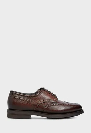 Мужские темно-коричневые кожаные дерби Santoni 15761 226/0AW Купить