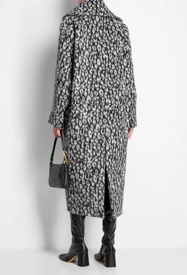 Шерстяное пальто Erdem 31470 AW20_7521BLCT TANNER COAT LEOPARD JACQ BLACK / WHITE 220 оригинал