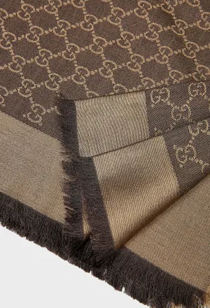 Жіноча шовкова коричнева шаль Gucci 855539 126/9C3 оригінал
