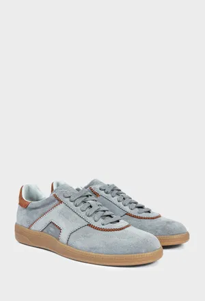 Женские серые замшевые кроссовки Santoni 61463 226/0D7 Цена