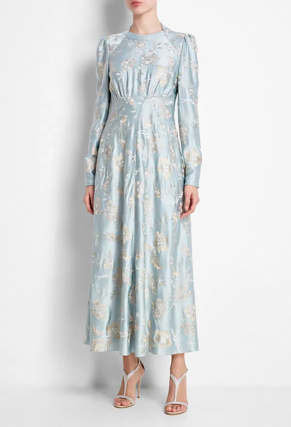 Платье Erdem 31477 AW20_21436BLES BRINTON DRESS EMBROIDERE BLUE / CREAM 220 Купить