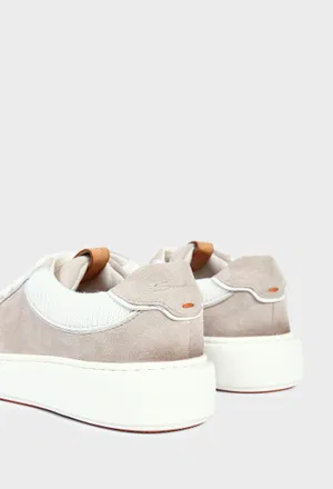 Женские бежевые замшевые кеды Santoni 61511 226/0D6 оригинал