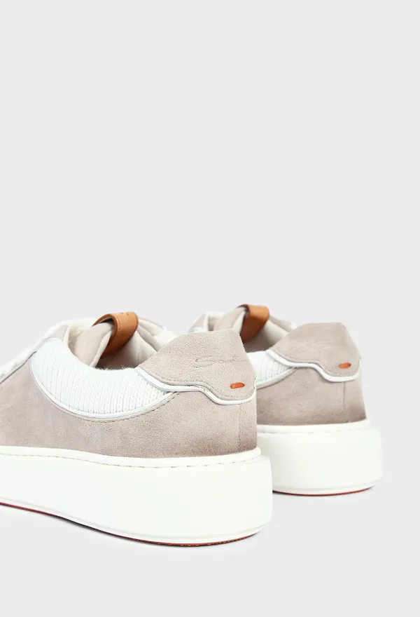 Женские бежевые замшевые кеды Santoni 61511 226/0D6 оригинал