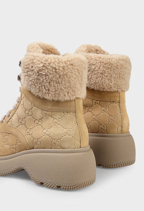 Замшевые ботинки с мехом  Gucci 836062 225/0D6M оригинал