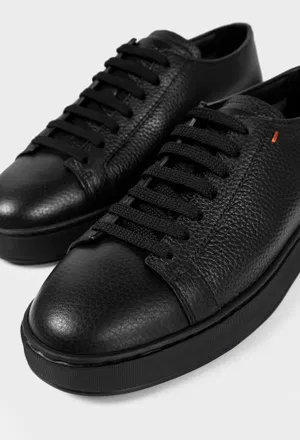 Мужские черные кожаные кеды Santoni 21571 226/0A2 в Украине