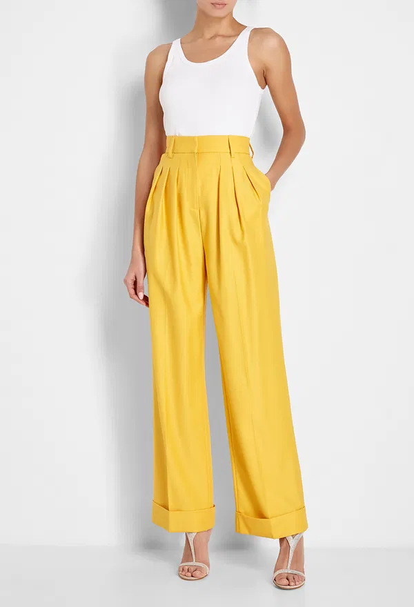 Шерстяные брюки Emilia Wickstead 27603 AW19-RTW-05-071 6230-YELLOW 219 Купить