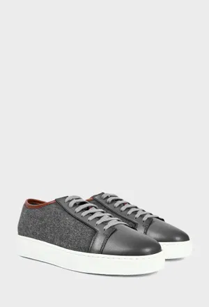 Мужские серые шерстяные кеды Santoni 22241 226/9H7 Цена