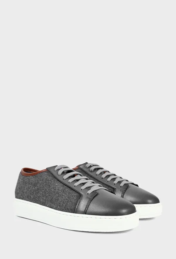 Мужские серые шерстяные кеды Santoni 22241 226/9H7 Цена