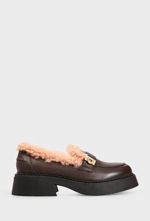 Кожаные лоферы с мехом CAMINIA FU FERRAGAMO 01K795 225/0AWM Купить