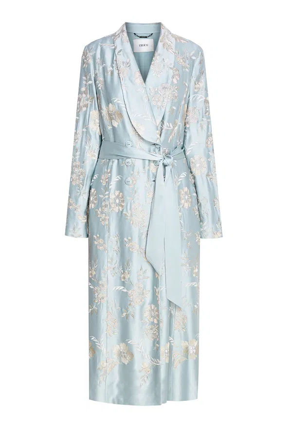Пальто Erdem 31471 AW20_7522BLES TURNER COAT EMBROIDERED BLUE / CREAM 220 Купить