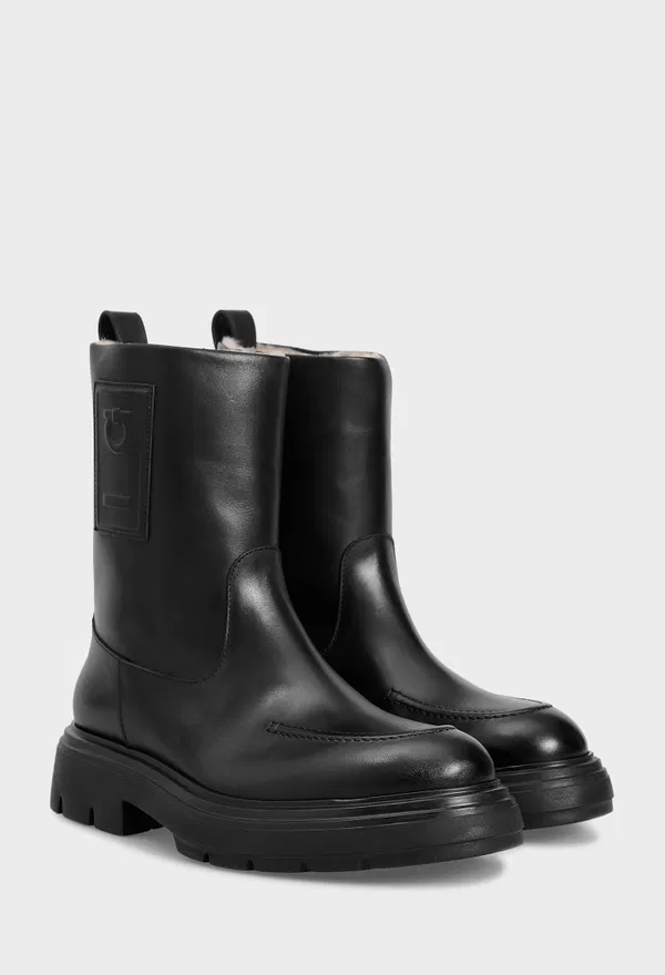 Шкіряні черевики TIRBA з хутром FERRAGAMO 01I830 224/0A2M Ціна