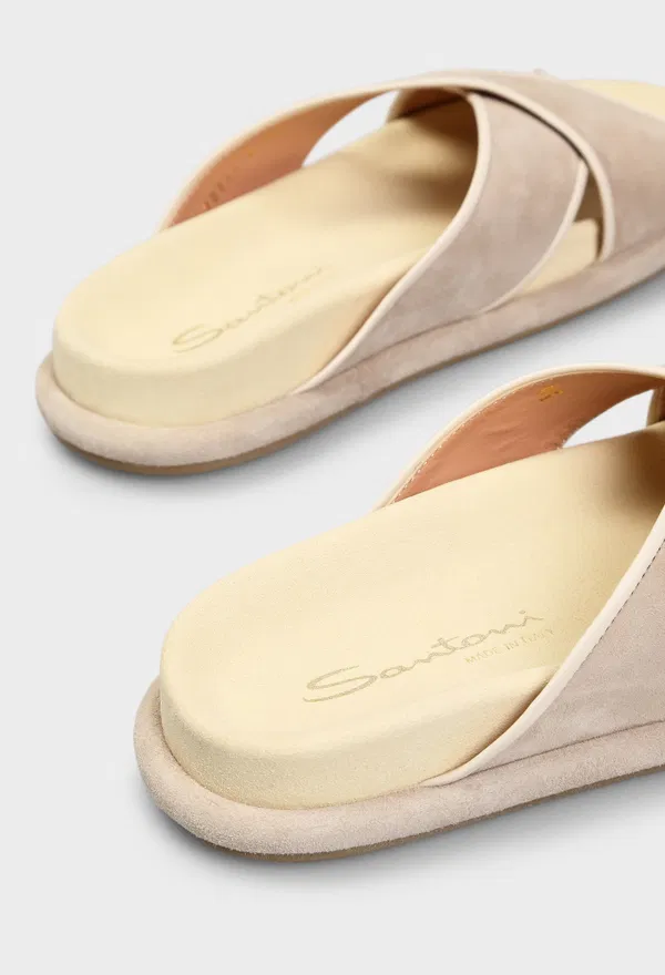 Замшевые слайдеры Santoni 72177 126/0D6 оригинал