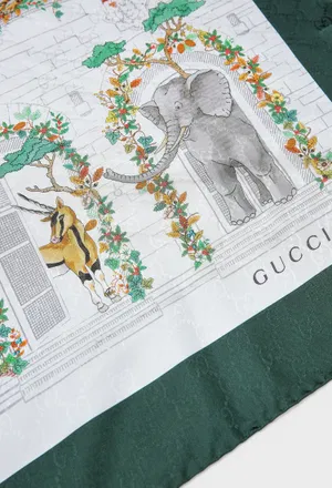 Женский шелковый платок темно-зеленого цвета Gucci 859529 126/9CH в Украине
