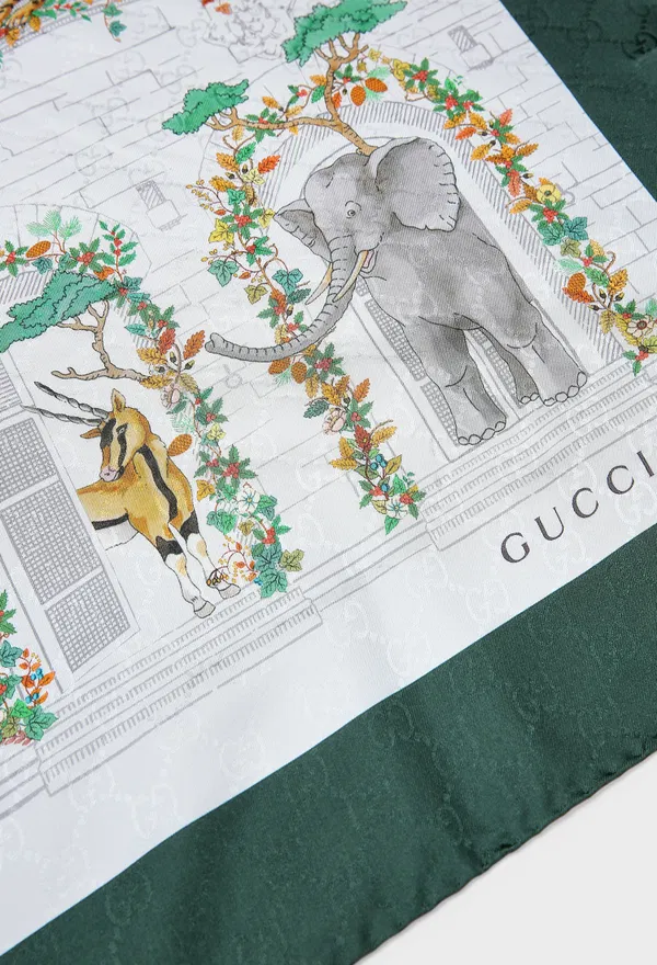 Женский шелковый платок темно-зеленого цвета Gucci 859529 126/9CH в Украине
