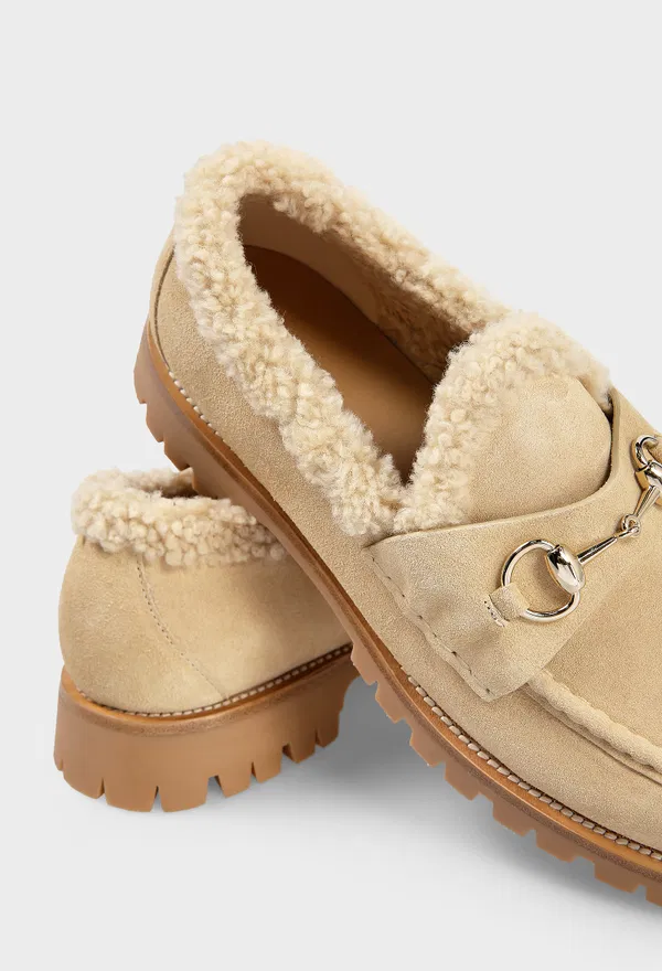 Замшевые лоферы с мехом MERINOS RICCIO Gucci 836060 225/0D6M оригинал